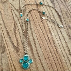 Coldwater Creek | Aqua Cabochon Pendant Necklace | 36” Adjustable
